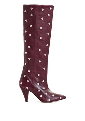 Essentiel Antwerp 90mm Ishan studded leather knee-high boots - Red