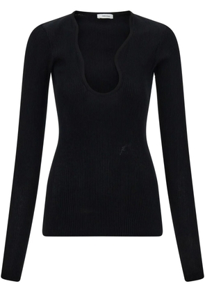 Ferragamo rippled-neckline sweater - Black