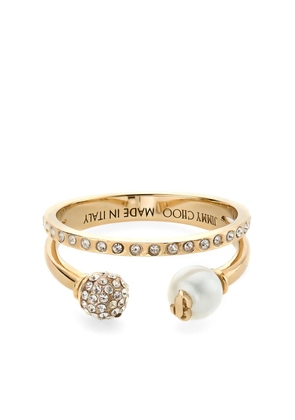Jimmy Choo logo-engraved double ring - Gold