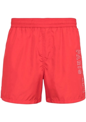 Balmain metallic-logo swim shorts - Red
