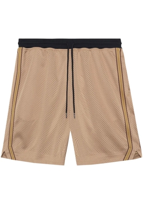 John Elliott stripe-detail mesh shorts - Brown
