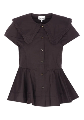 GANNI ruffled button shirt - Brown