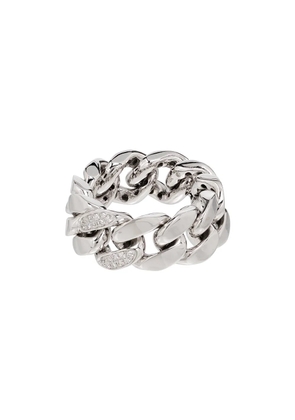 SHAY 18K white gold pavé diamond link ring - Silver