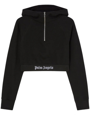 Palm Angels logo-strap cotton cropped sweatshirt - Black