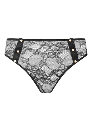 Maison Close lace button high-waist thong - Black