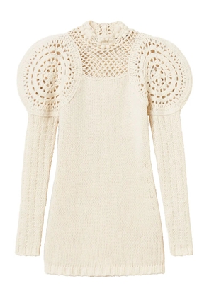 TWINSET crochet-detailed puff-sleeve dress - Neutrals