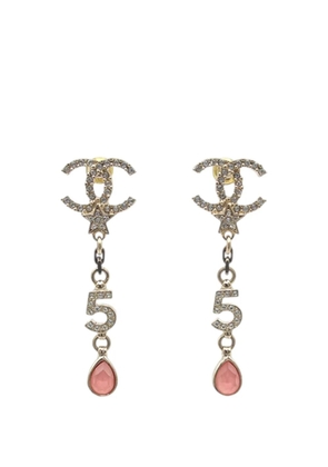 CHANEL Pre-Owned 2022 Gold Plated Rhinestone CC Star No.5 Bijoux Swing Push Back Earrings costume earrings