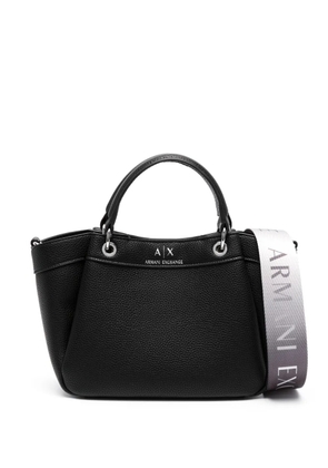 Armani Exchange logo-debossed grained-texture tote bag - Black