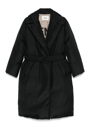 FENDI logo-embroidered coat - Black