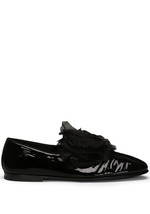 Dolce & Gabbana floral appliqué leather slippers - Black