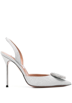Aquazzura 105mm Crystal Hoop Sling pumps - Silver