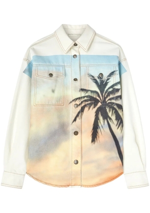 Palm Angels Sunrise Palm denim overshirt - White