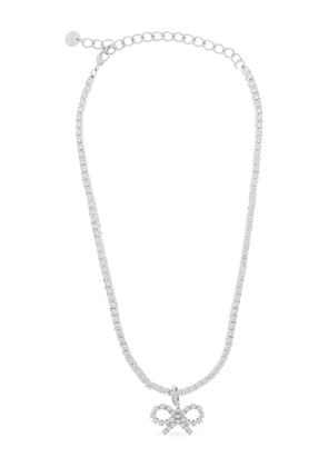 Self-Portrait bow-motif tennis necklace - Silver