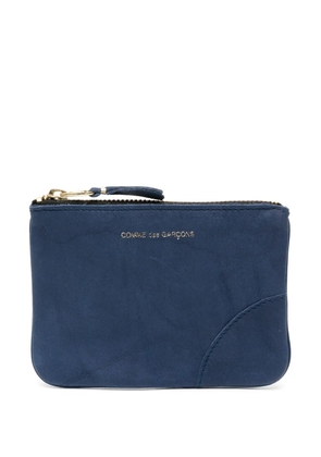 Comme Des Garçons Wallet washed zip-up leather pouch - Blue