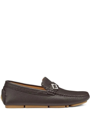 FENDI FF-detail leather loafers - Brown