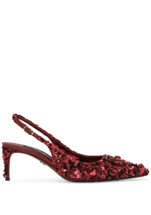 Dolce & Gabbana crystal-embellished slingback pumps - Red