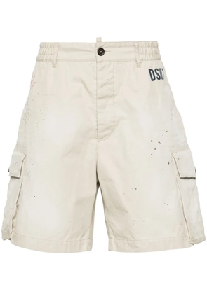 DSQUARED2 paint splatter-detail cargo shorts - Neutrals