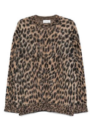 Laneus leopard-print crew-neck sweater - Brown