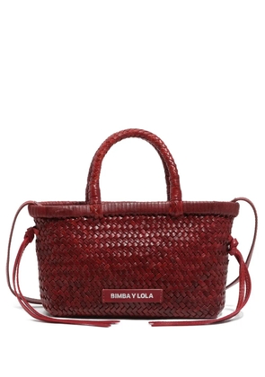 Bimba y Lola mini woven leather tote bag - Red
