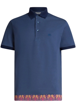 ETRO paisley-trim polo shirt - Blue