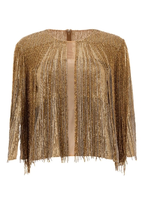 Elie Saab fringed crew-neck blouse - Gold