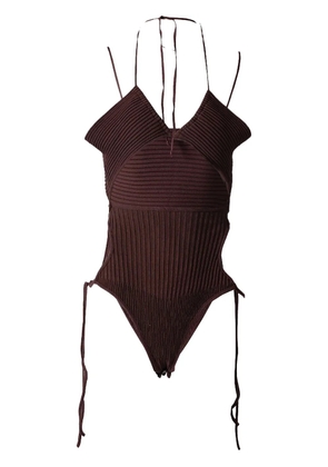 ANDREĀDAMO ribbed bodysuit - Brown