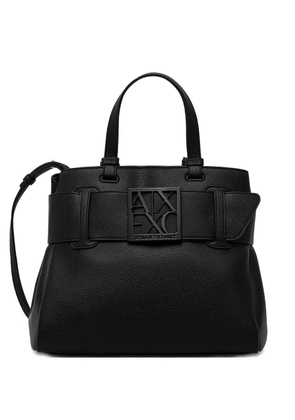 Armani Exchange textured leather tote bag - Black