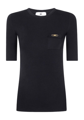 Elisabetta Franchi ribbed chain-embellished top - Black