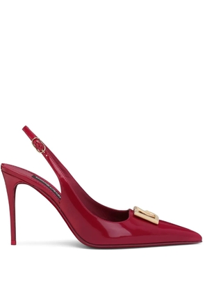 Dolce & Gabbana logo-plaque heeled slingback pumps - Pink