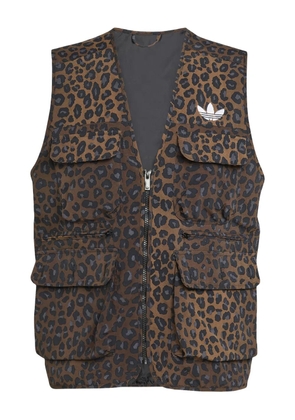 adidas leopard-print gilet - Brown
