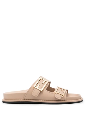 FENDI Fendi Feel logo-buckle slides - Neutrals