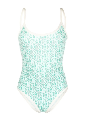 Moncler all-over logo-print swimsuit - Green