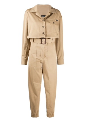 Dolce & Gabbana logo patch belted boiler suit - Neutrals