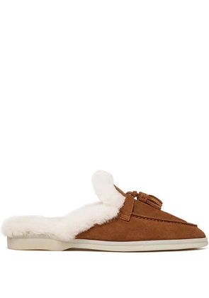 Scarosso tassel-embellished suede mules - Brown