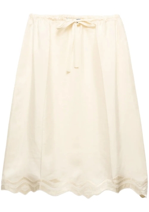 Prada drawstring-waist silk midi skirt - Yellow