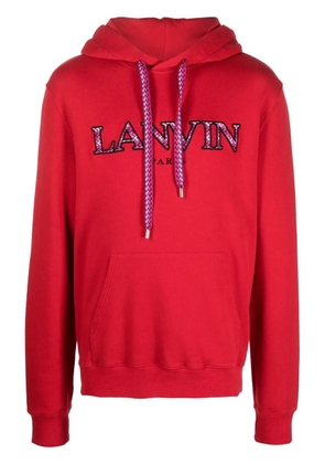 Lanvin logo appliqué cotton-jersey hoodie - Red