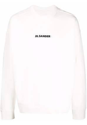 Jil Sander + logo-print crew neck sweatshirt - White