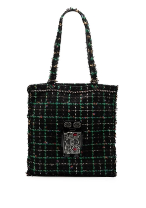 CHANEL Pre-Owned 2016-2017 Large Tweed Resin Embellished Robot Shopping tote bag - Black
