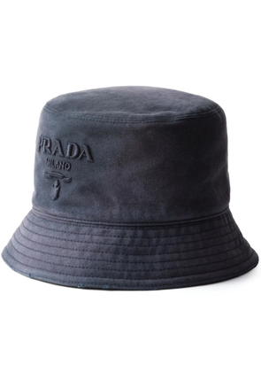 Prada logo embroidered bucket hat - Blue