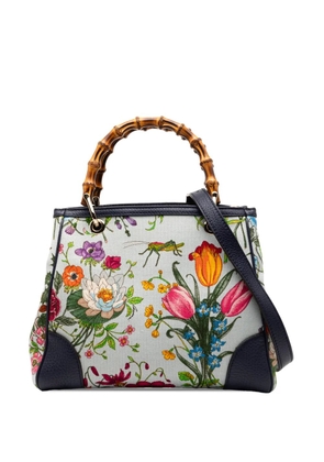 Gucci Pre-Owned 2000-2015 Small Canvas Flora Bamboo Shopper satchel - Blue