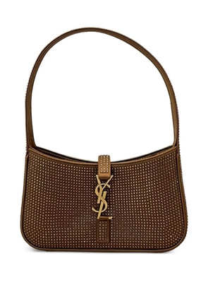 Saint Laurent embellished logo shoulder bag - Brown