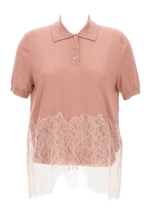 FENDI lace-insert polo top - Pink