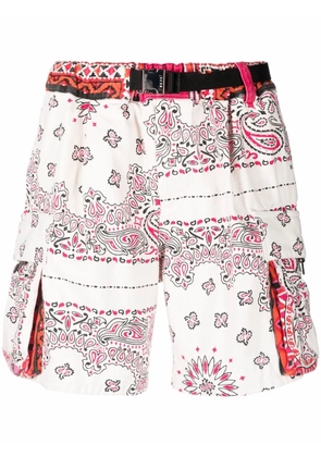 sacai bandana-print cargo shorts - White