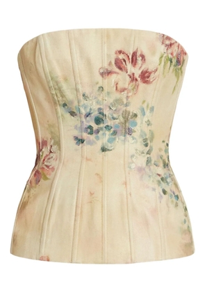 Ralph Lauren Collection floral-pattern strapless top - Neutrals