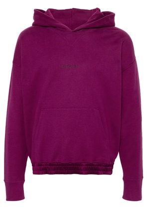 Saint Laurent logo-embroidered cotton hoodie - Purple