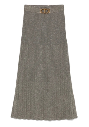 TWINSET fine-knit lurex midi skirt - Gold