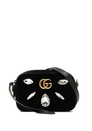 Gucci Pre-Owned 2016-2025 Mini GG Marmont Crystal Embellished Matelasse Velvet crossbody bag - Black