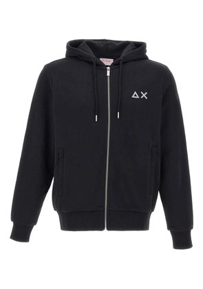 Sun68 drawstring zip cotton hoodie - Black