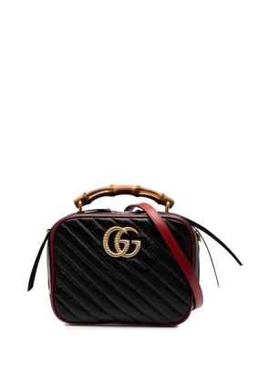 Gucci Pre-Owned 2016-2025 Small GG Marmont Matelasse Diagonal Leather Torchon Bamboo satchel - Black