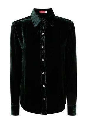 Bianco Levrin velvet button shirt - Green